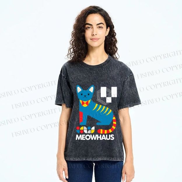 Unisex Meowhaus Printed Washed Tee