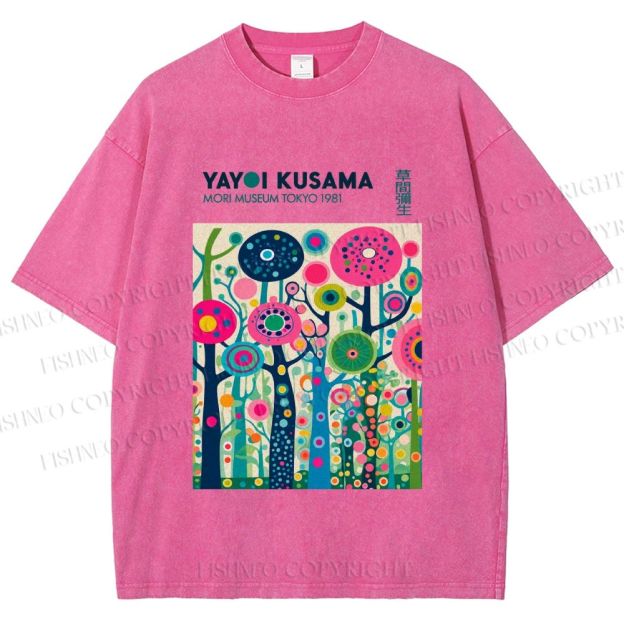Unisex Yayoi Kusama Polka Dot Forest Printed Washed Tee