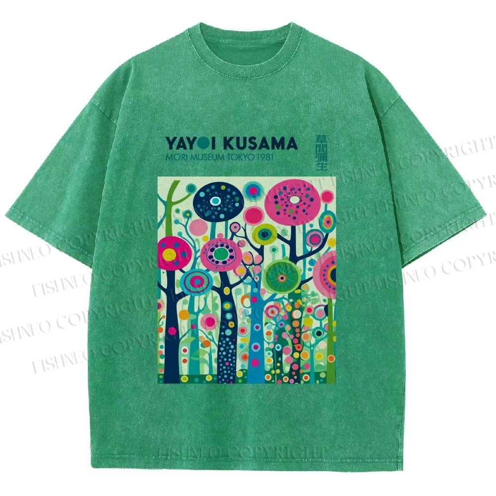 Unisex Yayoi Kusama Polka Dot Forest Printed Washed Tee