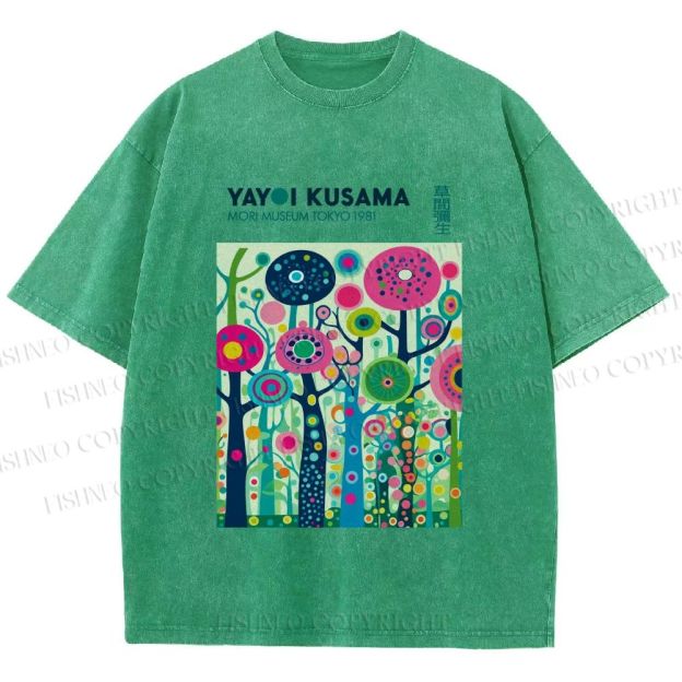 Unisex Yayoi Kusama Polka Dot Forest Printed Washed Tee