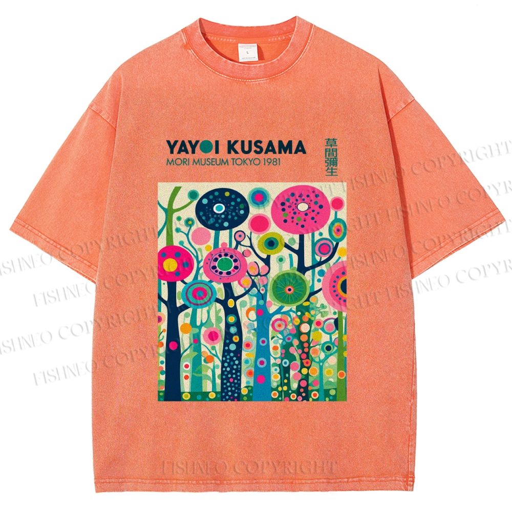 Unisex Yayoi Kusama Polka Dot Forest Printed Washed Tee