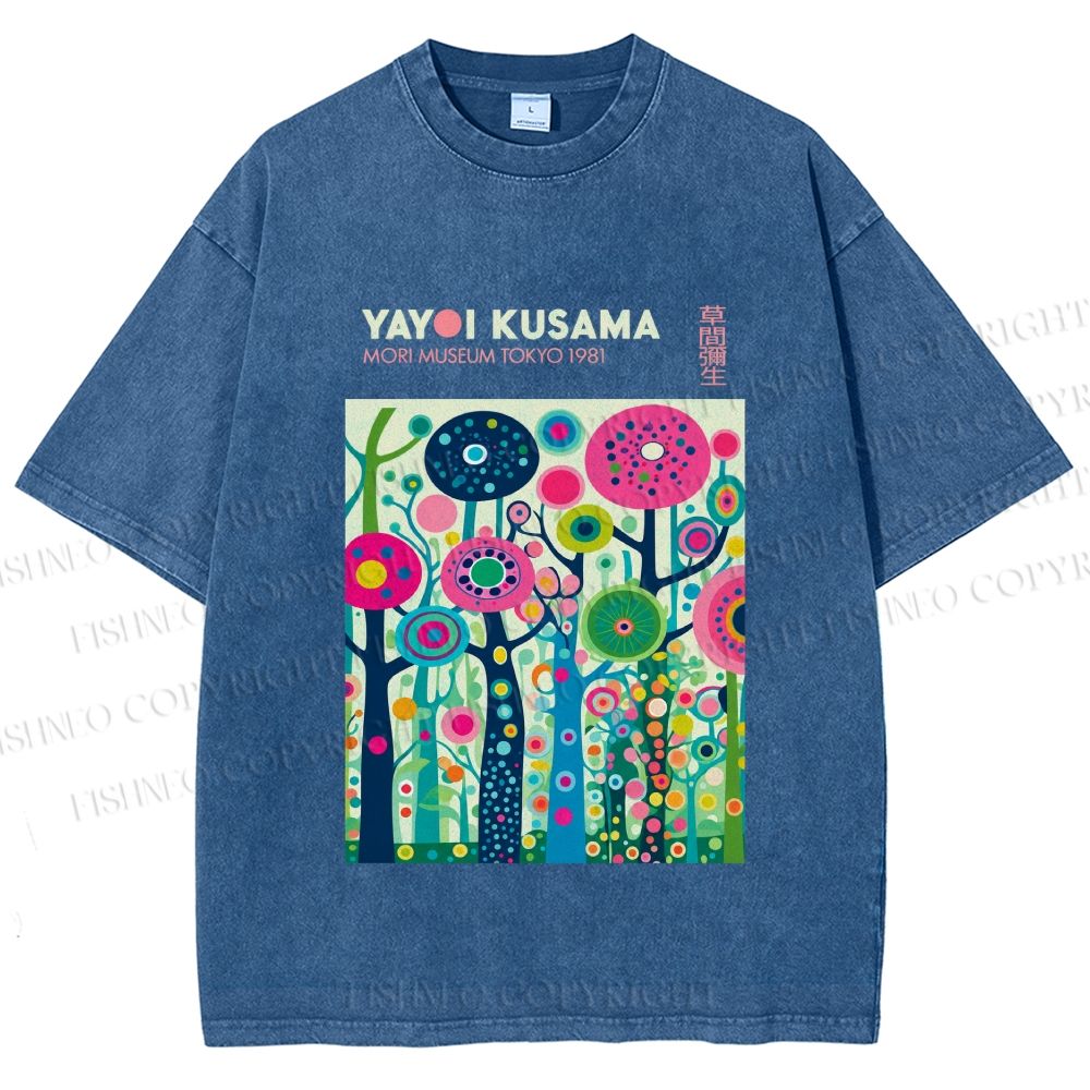 Unisex Yayoi Kusama Polka Dot Forest Printed Washed Tee
