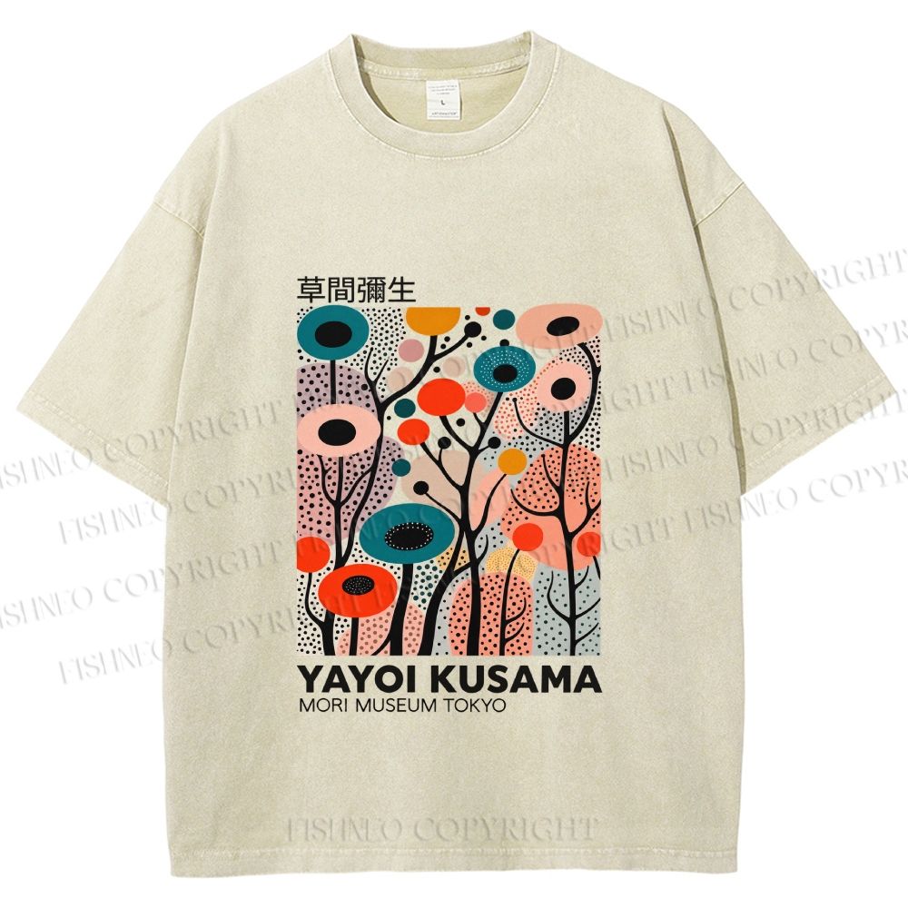 Unisex Yayoi Kusama Polka Dot Forest Printed Washed Tee