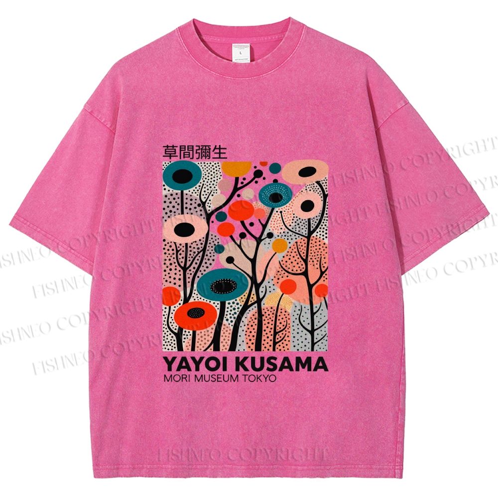 Unisex Yayoi Kusama Polka Dot Forest Printed Washed Tee