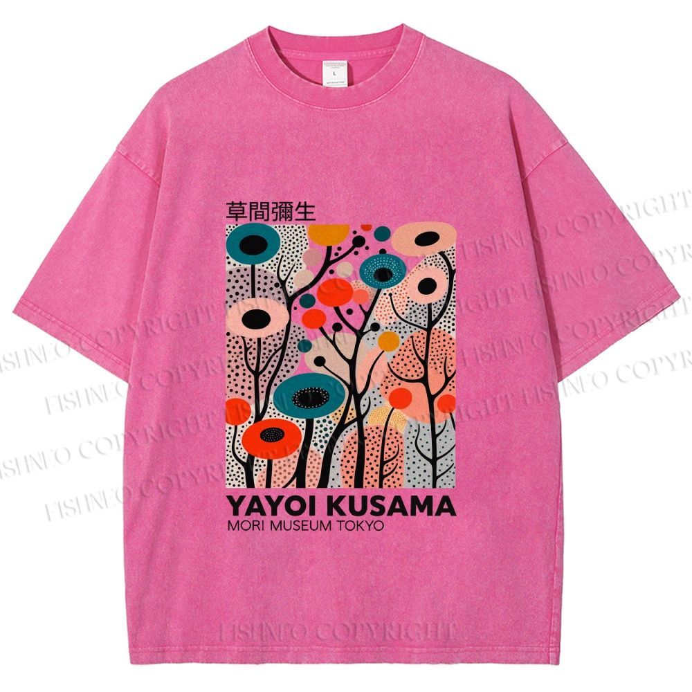 Unisex Yayoi Kusama Polka Dot Forest Printed Washed Tee
