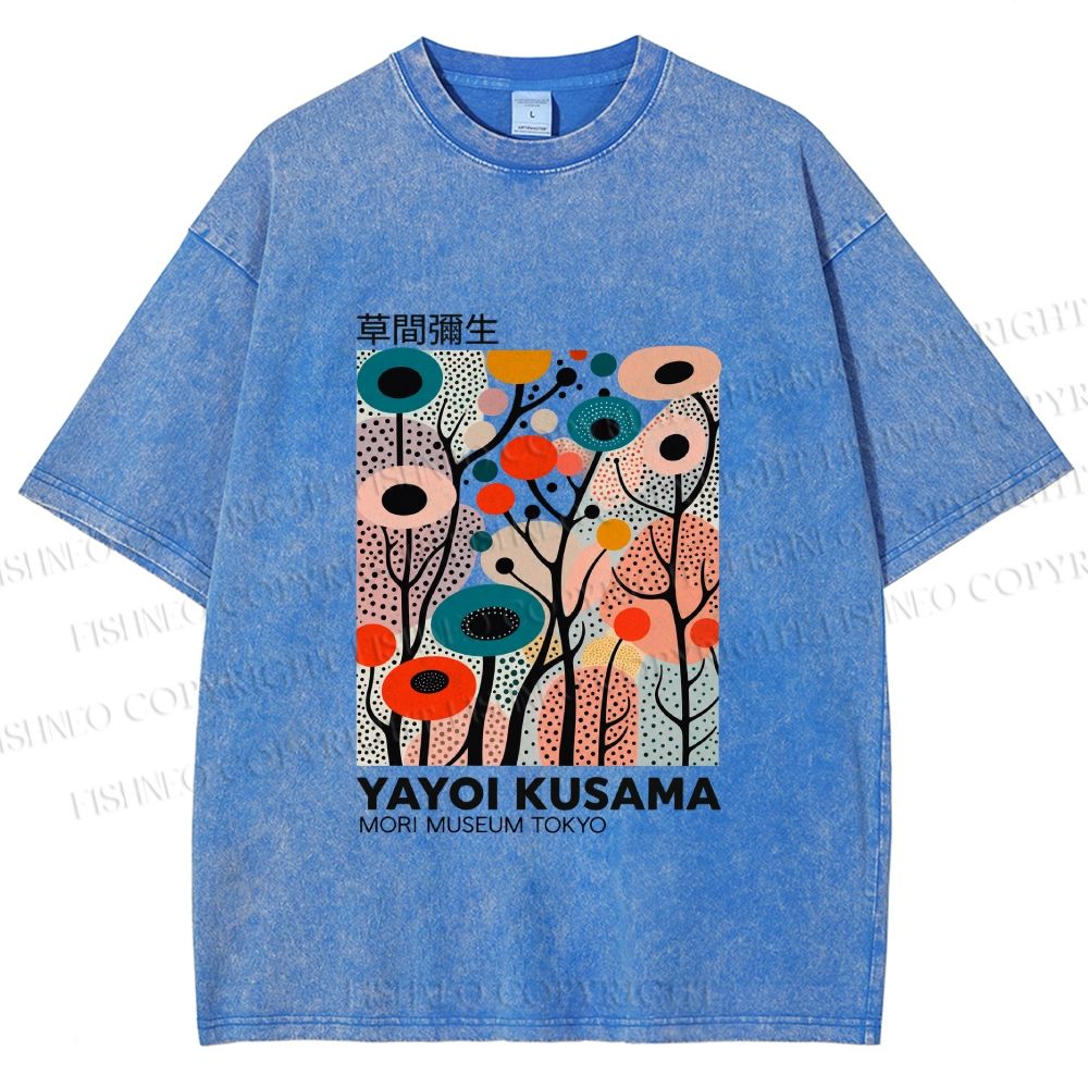 Unisex Yayoi Kusama Polka Dot Forest Printed Washed Tee