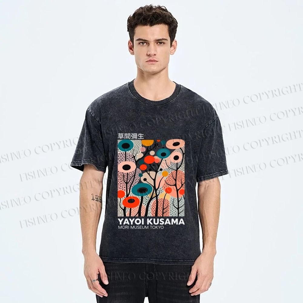 Unisex Yayoi Kusama Polka Dot Forest Printed Washed Tee
