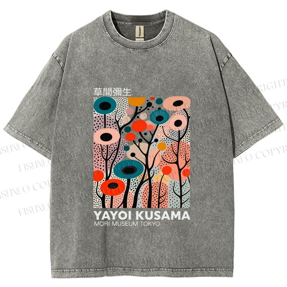 Unisex Yayoi Kusama Polka Dot Forest Printed Washed Tee