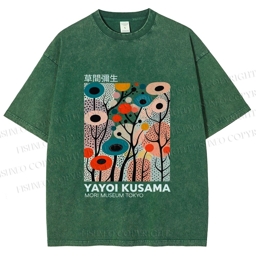 Unisex Yayoi Kusama Polka Dot Forest Printed Washed Tee