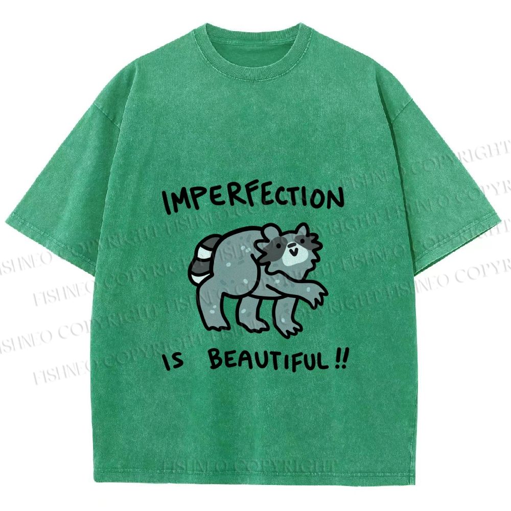 Unisex Raccoon Imperfection Is Beautiful Printed Washed Tee