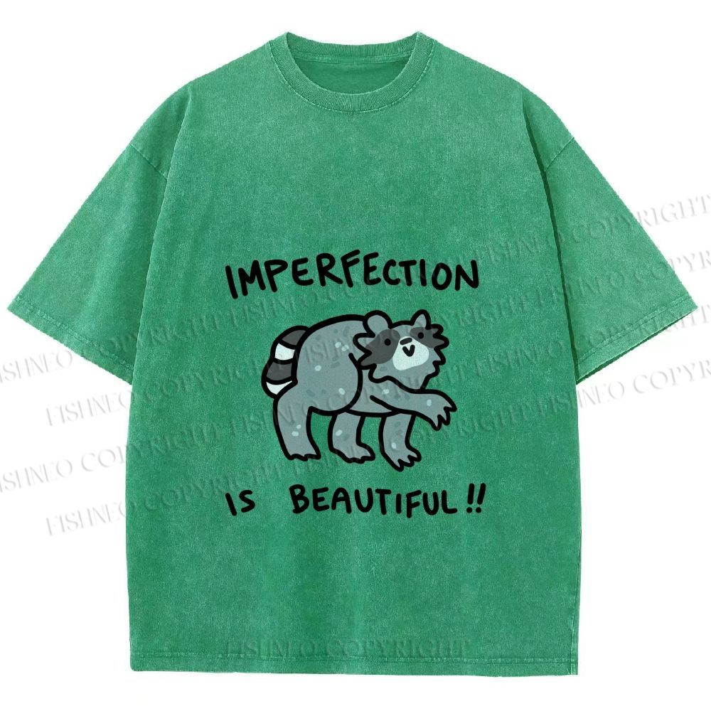 Unisex Raccoon Imperfection Is Beautiful Printed Washed Tee