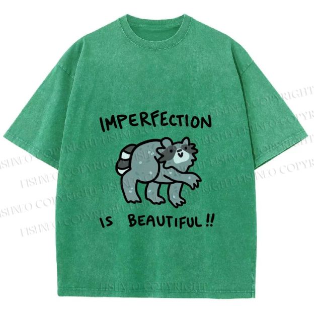Unisex Raccoon Imperfection Is Beautiful Printed Washed Tee