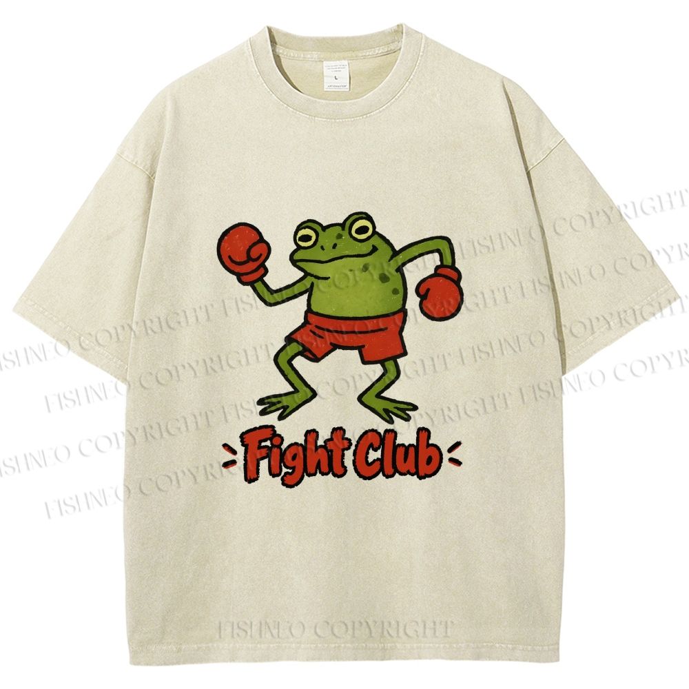 Unisex Fight Club Frog Printed Washed Tee