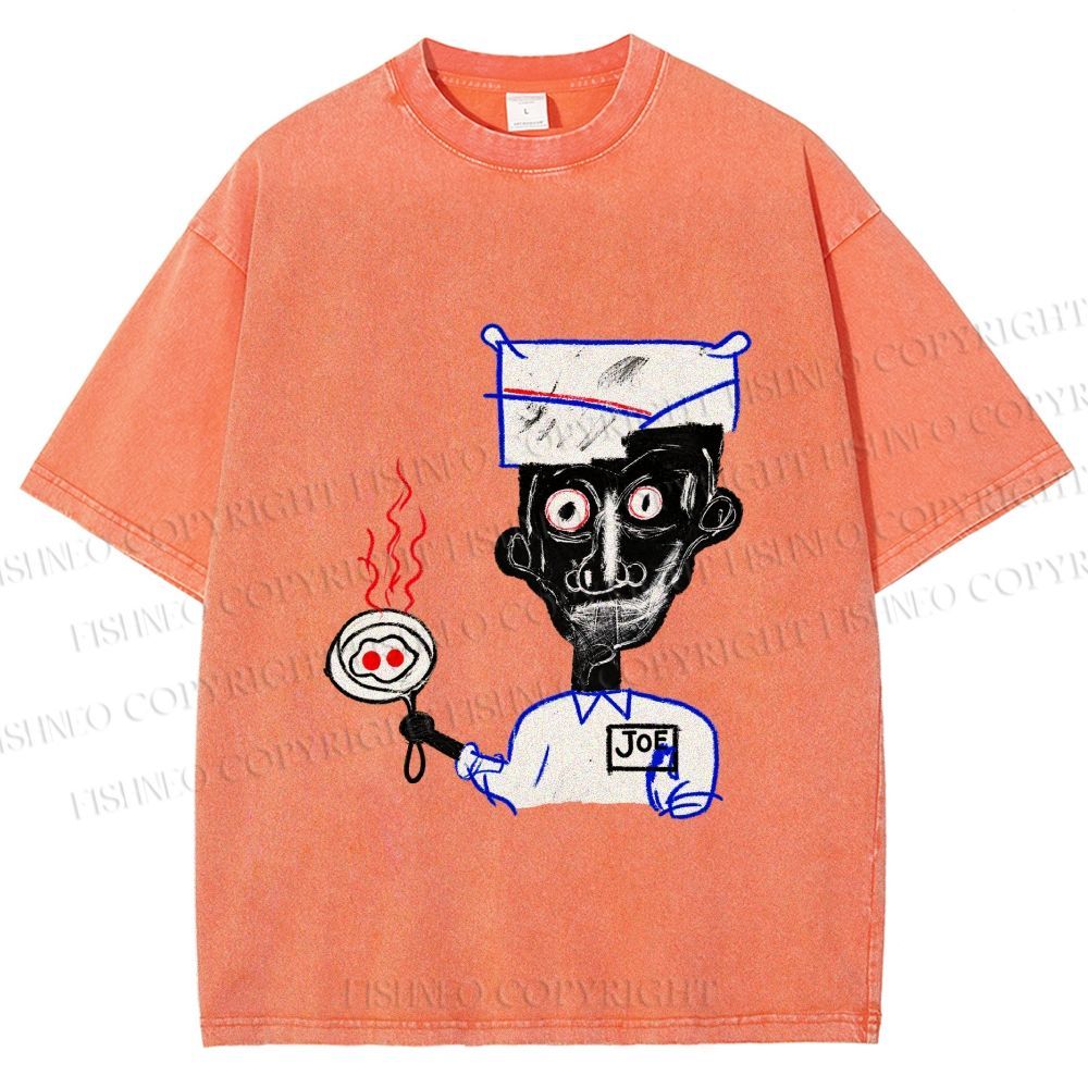 Unisex Jean-Michel Basquiat Eyes and Eggs Printed Washed Tee