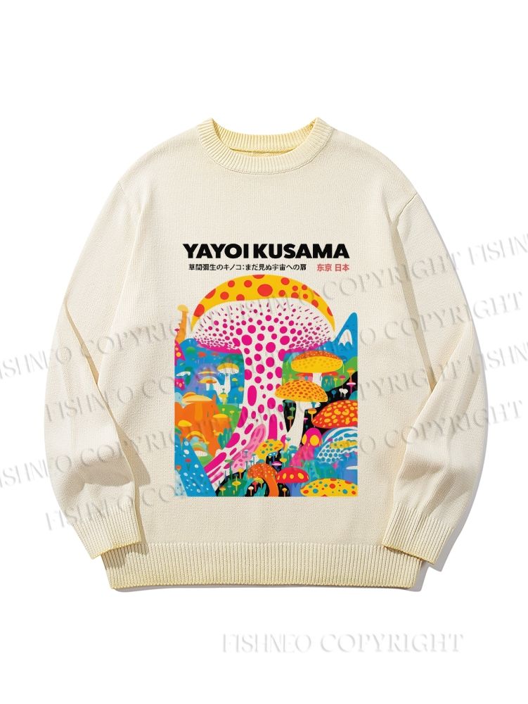 Unisex Japanese Yayoi Kusama Style Mushroom Gradient Casual sweater