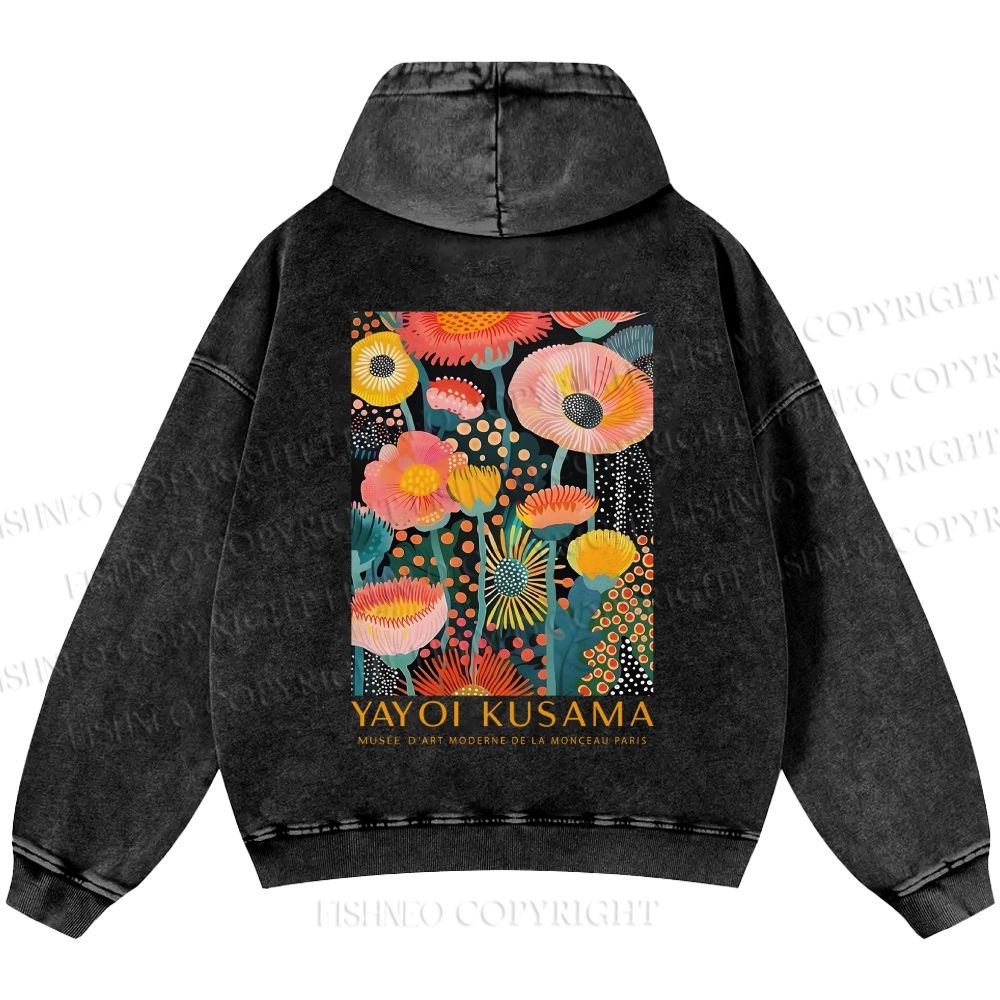 Kusama0531 Unisex Yayoi Kusama Flowers Casual Shinigami Printed Double-sided