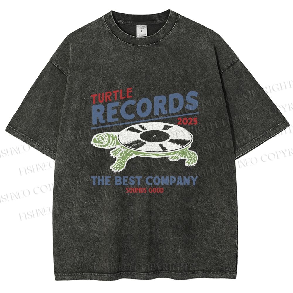 Unisex Turtle CD Printed Washed Tee