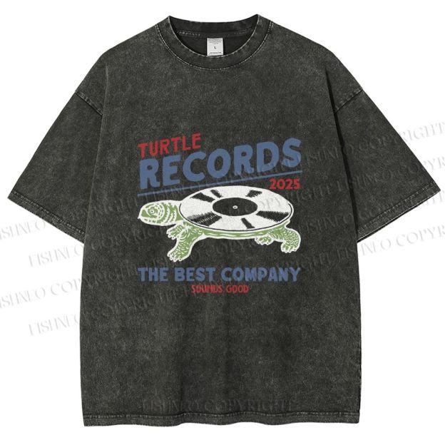 Unisex Turtle CD Printed Washed Tee