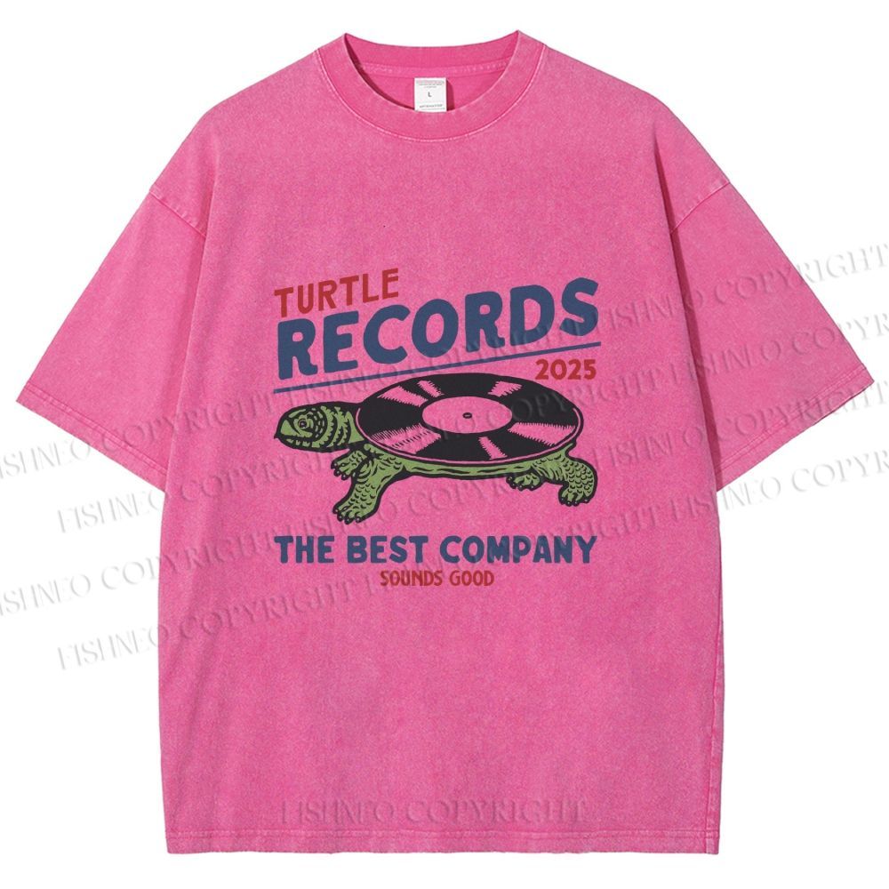 Unisex Turtle CD Printed Washed Tee