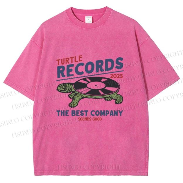 Unisex Turtle CD Printed Washed Tee