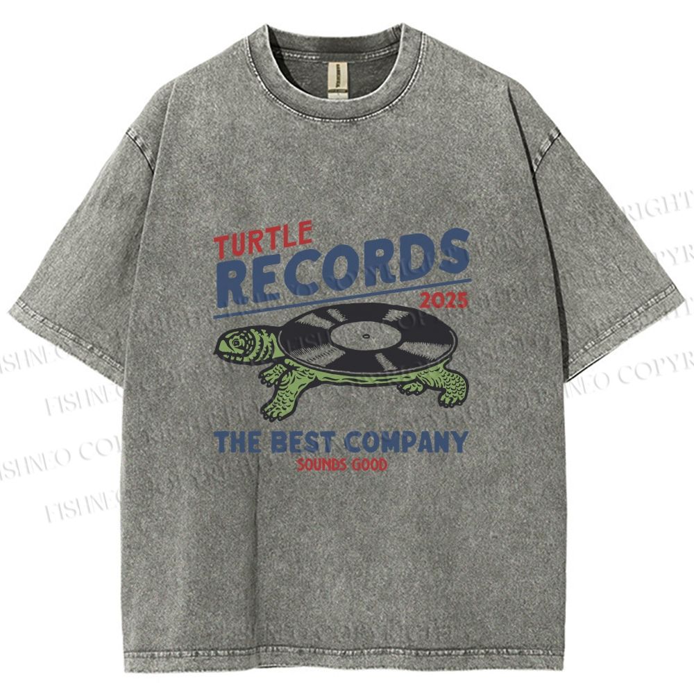 Unisex Turtle CD Printed Washed Tee