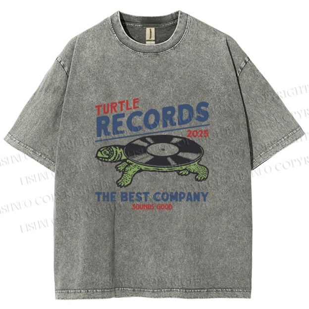 Unisex Turtle CD Printed Washed Tee