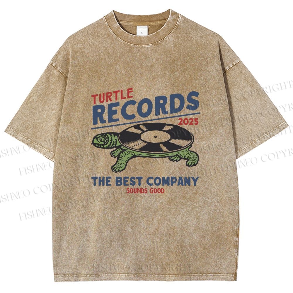 Unisex Turtle CD Printed Washed Tee