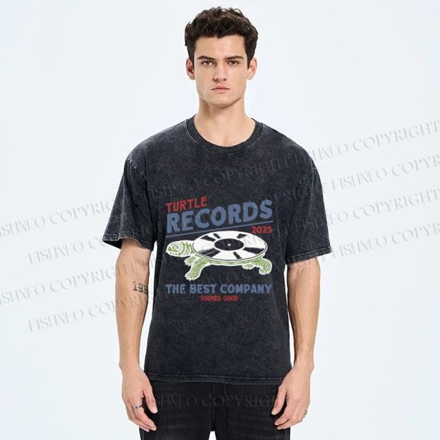 Unisex Turtle CD Printed Washed Tee