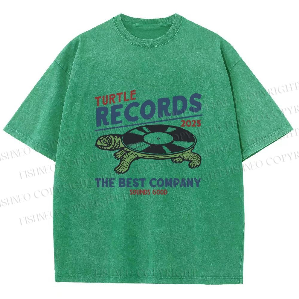 Unisex Turtle CD Printed Washed Tee