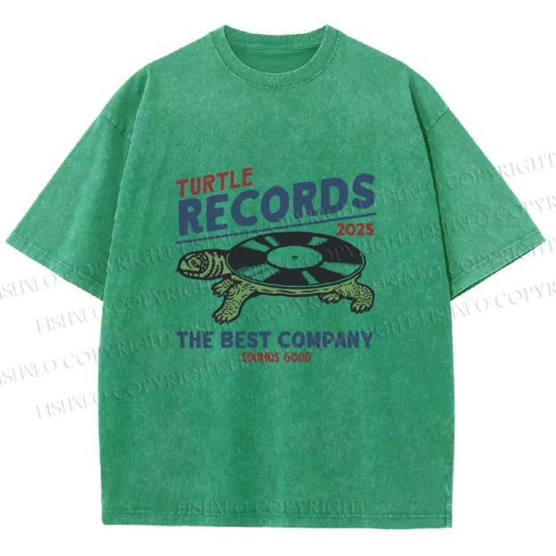 Unisex Turtle CD Printed Washed Tee