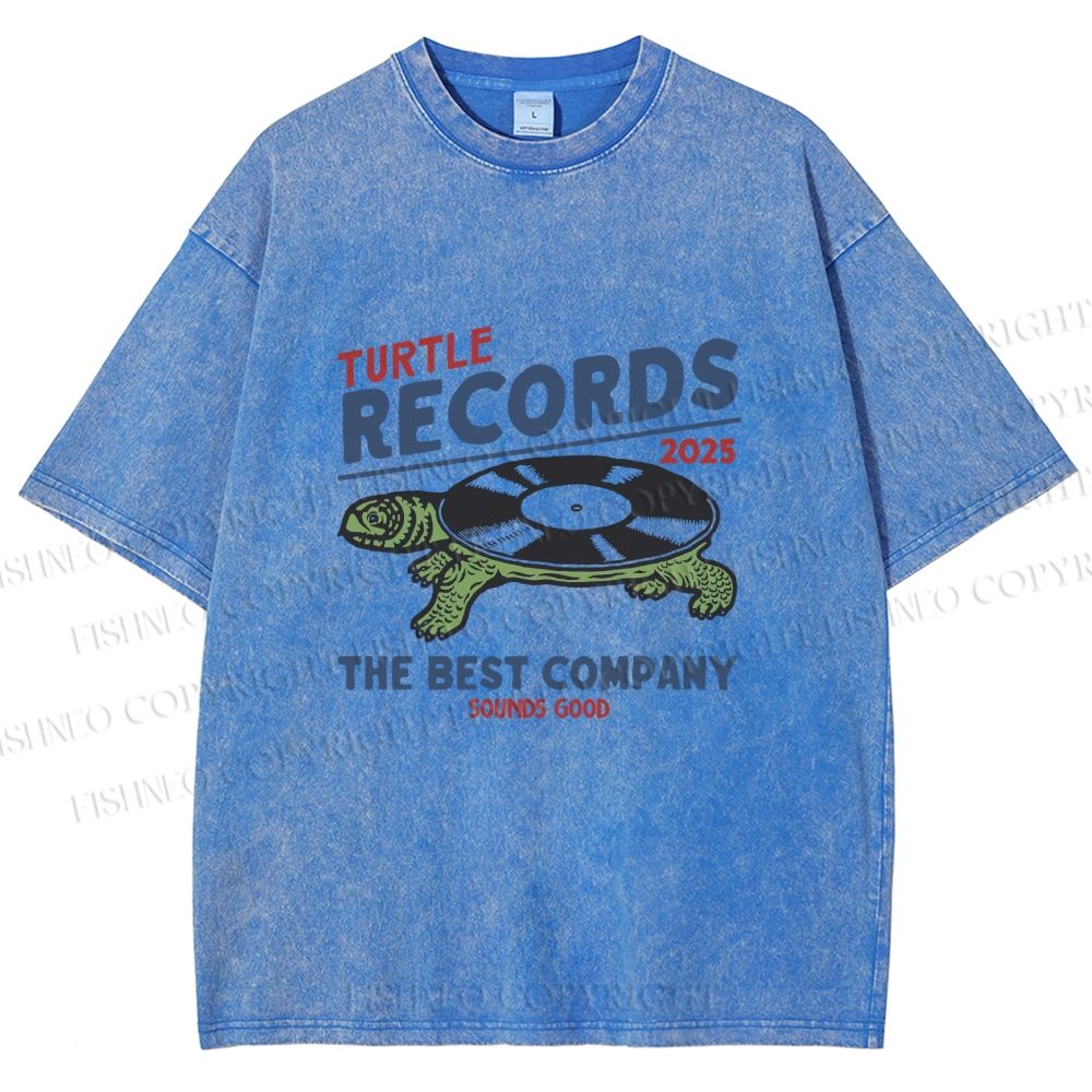 Unisex Turtle CD Printed Washed Tee