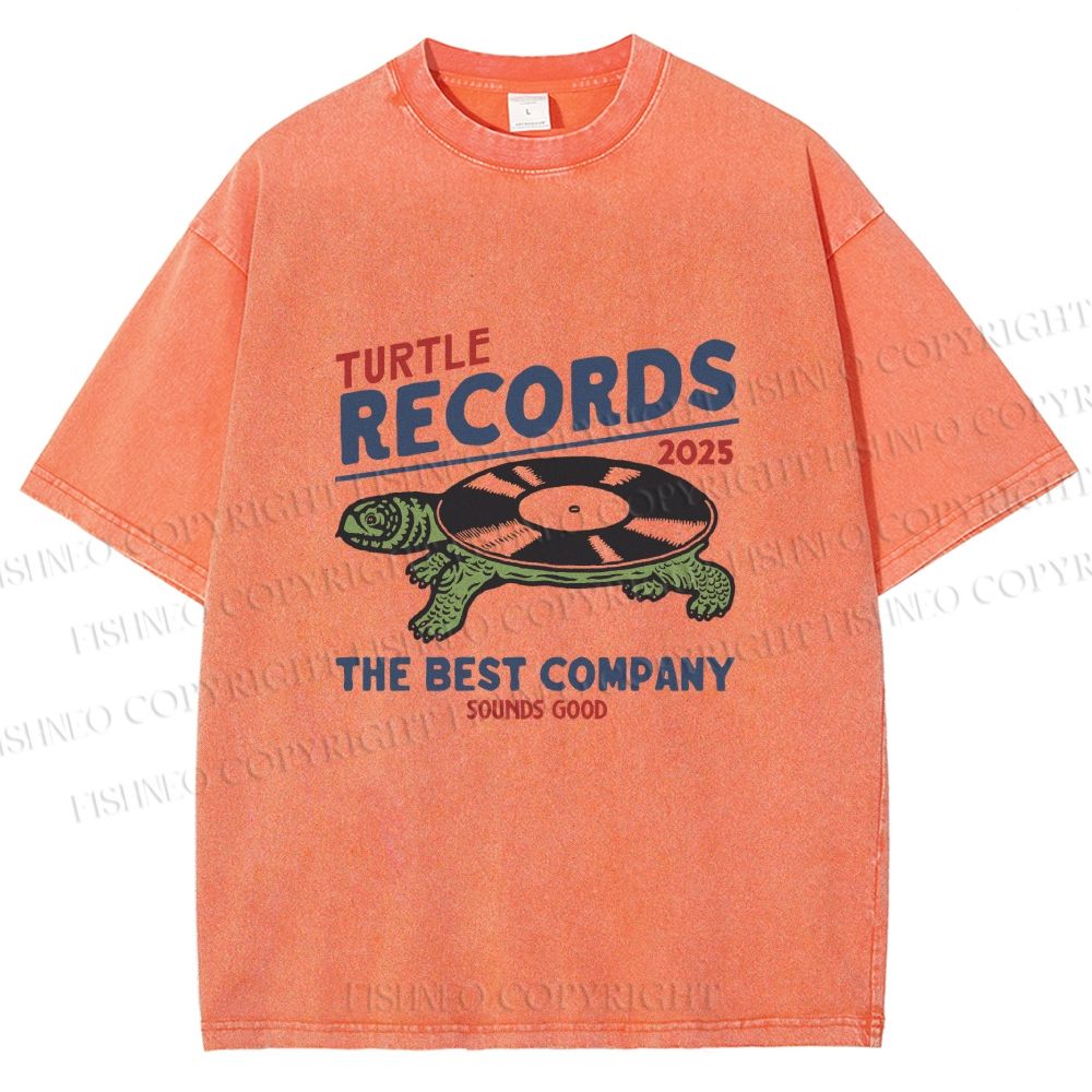 Unisex Turtle CD Printed Washed Tee