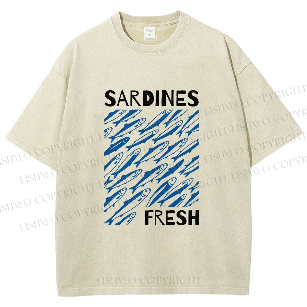 Unisex Fresh Sardines Printed Washed Tee