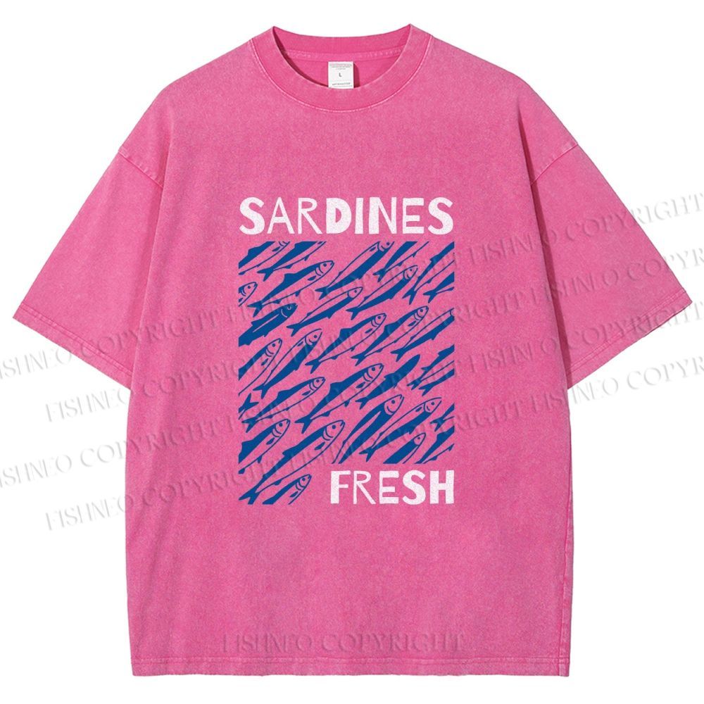 Unisex Fresh Sardines Printed Washed Tee
