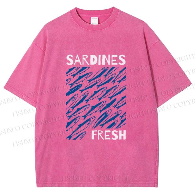 Unisex Fresh Sardines Printed Washed Tee
