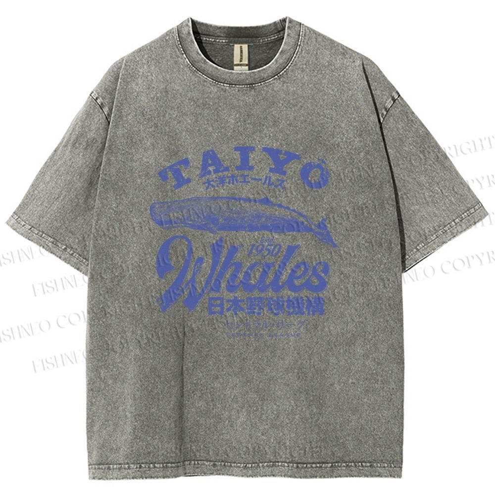 Unisex Taiyo Whales Printed Washed Tee
