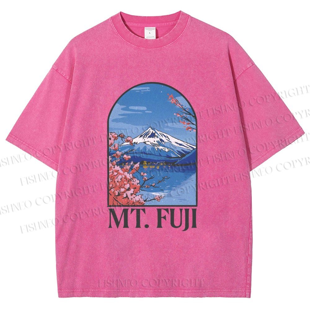 Unisex Mount Fuji Printed Washed Tee