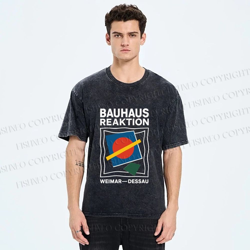 Unisex Bauhaus Geometric Printed Washed Tee