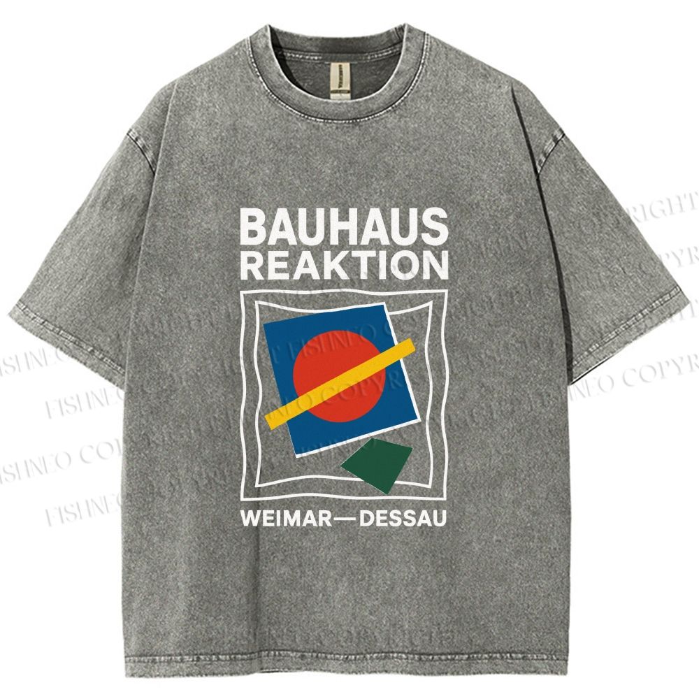 Unisex Bauhaus Geometric Printed Washed Tee