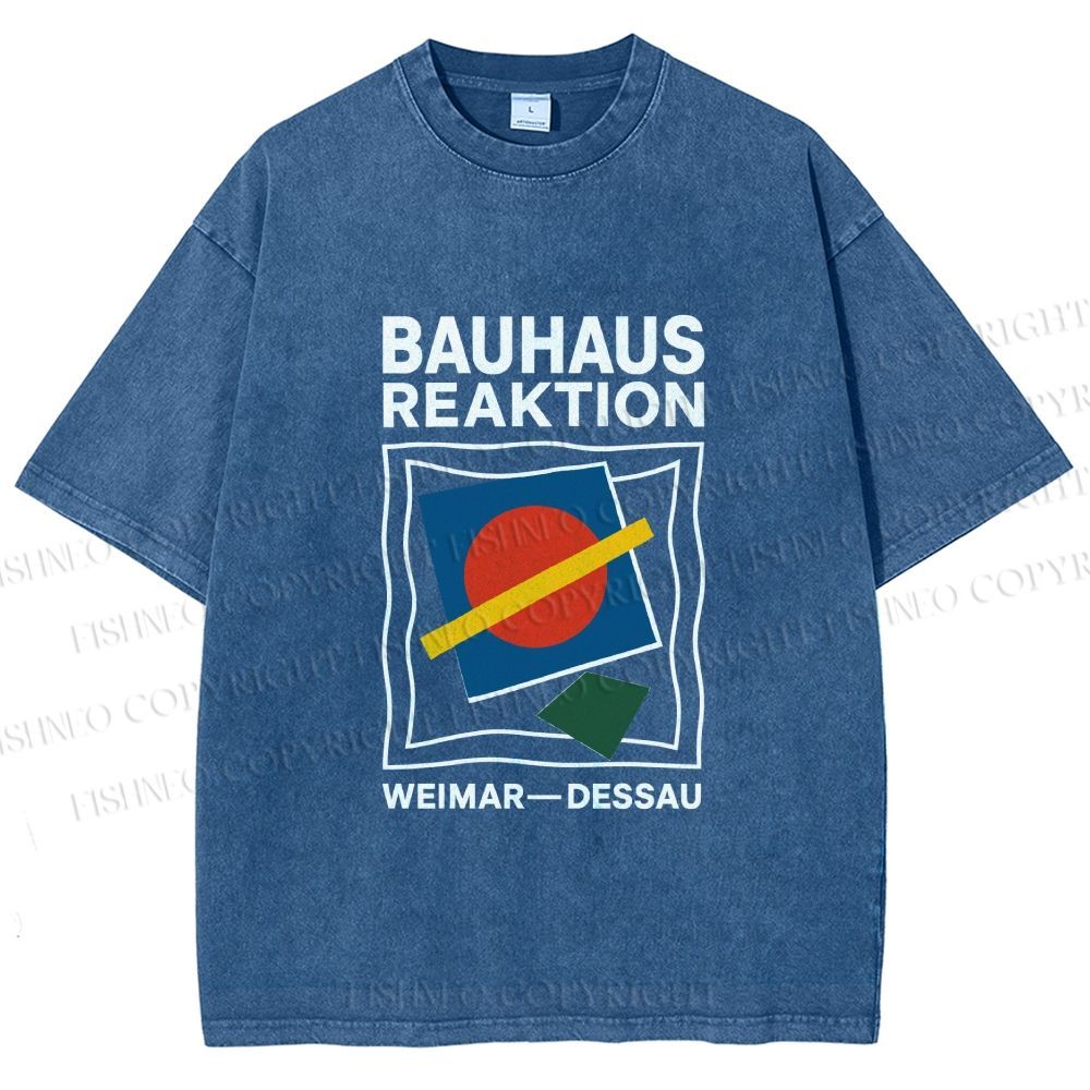 Unisex Bauhaus Geometric Printed Washed Tee