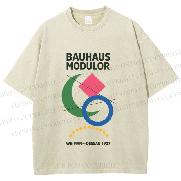 Unisex Bauhaus Geometric Printed Washed Tee