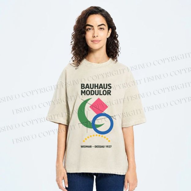 Unisex Bauhaus Geometric Printed Washed Tee