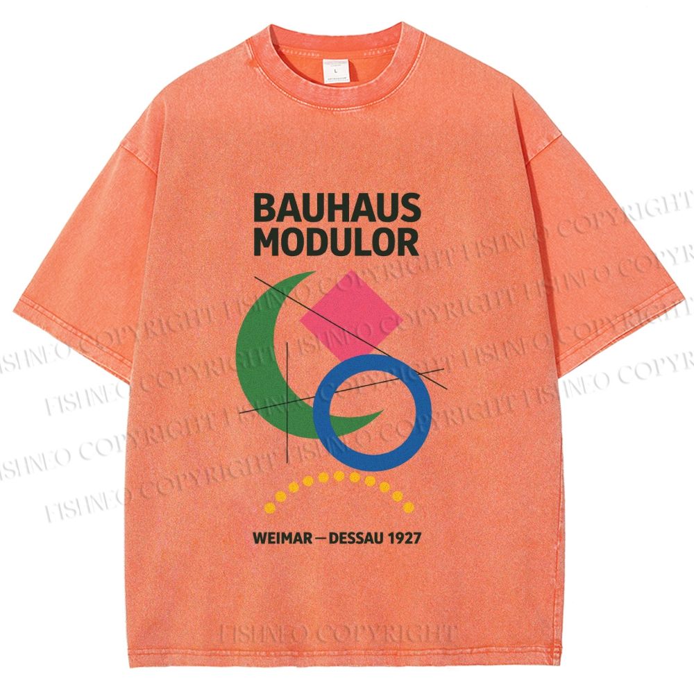 Unisex Bauhaus Geometric Printed Washed Tee