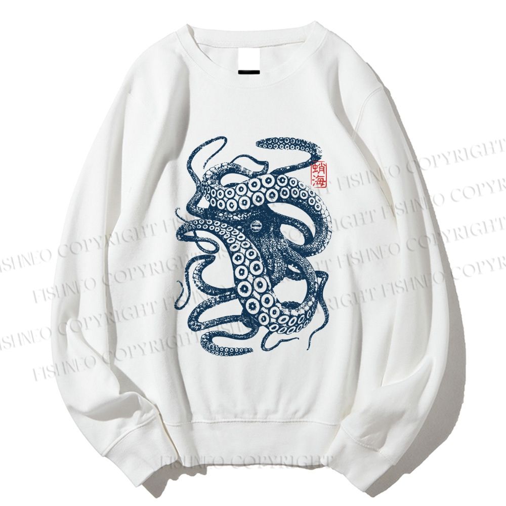 Unisex Vintage Octopus Printed Sweatshirt