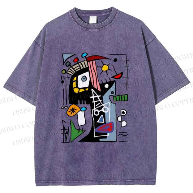 Unisex Franck Vidal Geometric Weird Dude With Tongue Printed Washed Tee