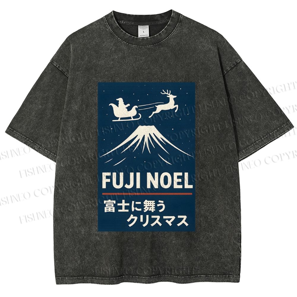 Unisex Fuji Noel Printed Washed Tee