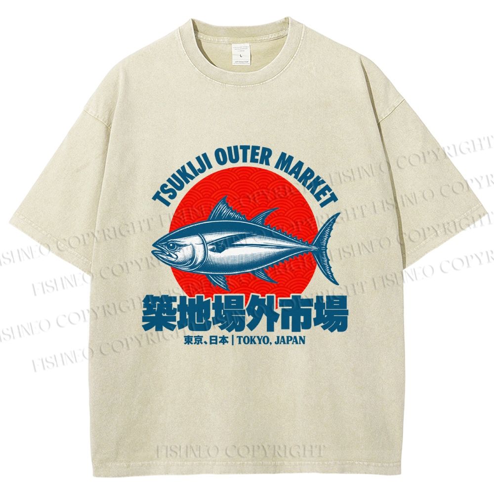 Unisex Tsukiji Outer Market Printed Washed Tee
