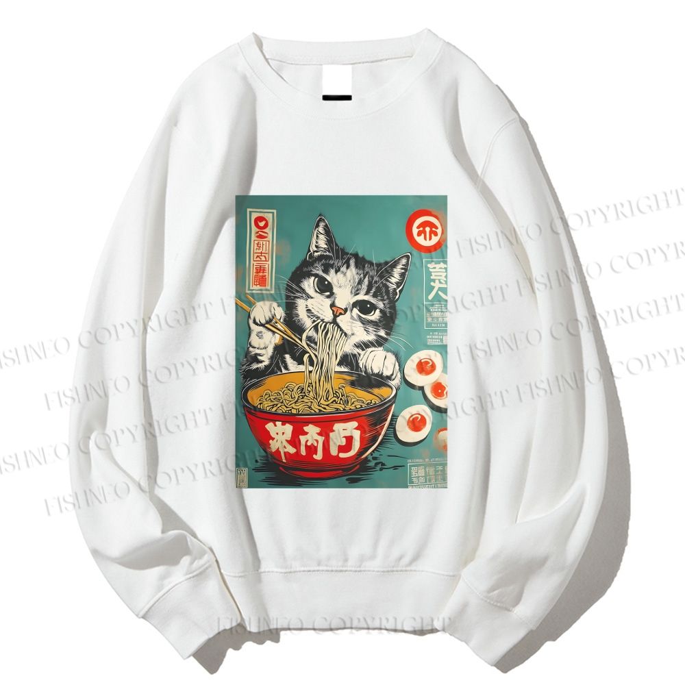 Unisex Ramen Cat Printed Sweatshirt