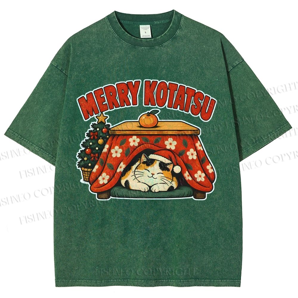 Unisex Merry Kotatsu Printed Washed Tee
