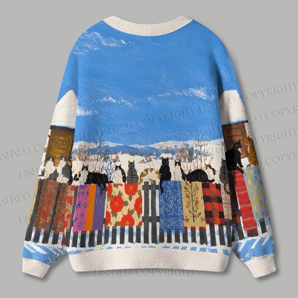 Cats in Cozy Winter Ugly Cardigan Sweater 2610006810